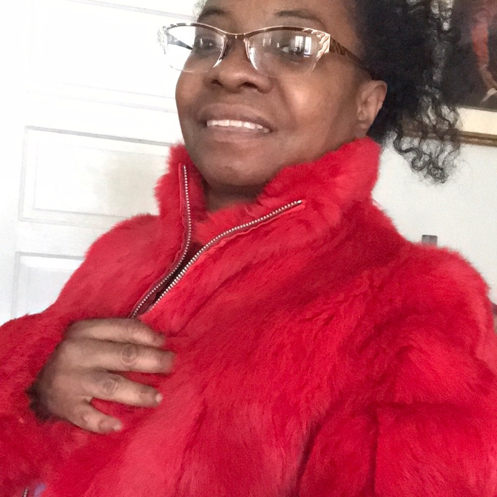 Red faux (junior) jacket